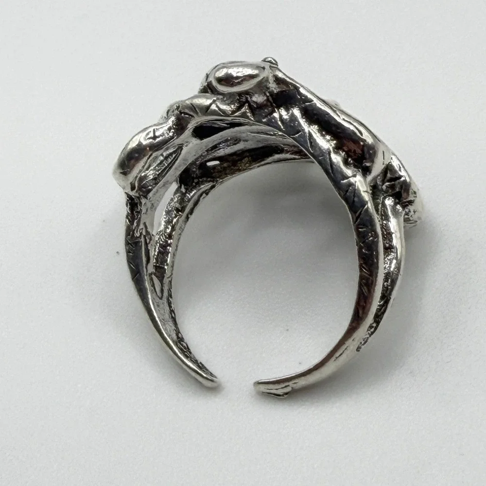 Silver Tone Openwork Snake Ring Size 5.25‎ Vintage Style Open Back